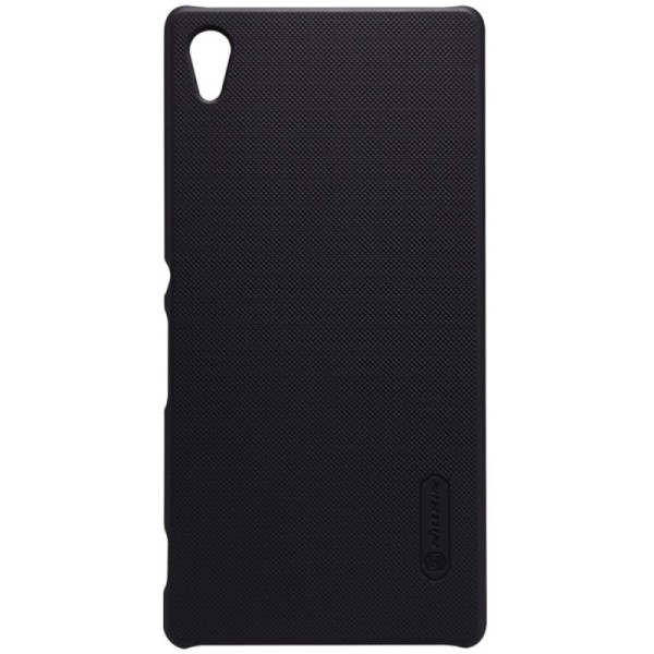 „Nillkin“ Frosted Shield dėklas - juodas + apsauginė ekrano plėvelė (Xperia Z3+)