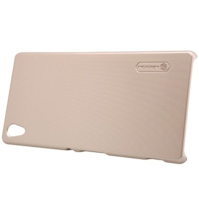 Sony Xperia Z3+ Plius Nillkin Frosted Shield auksinis plastikinis dėklas + apsauginė ekrano plėvelė / Priedai.lt