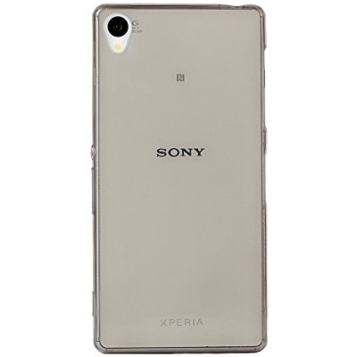 Sony Xperia Z3+ Plius skaidrus (permatomas) kieto silikono TPU ploniausias pasaulyje pilkas dėklas / Priedai.lt