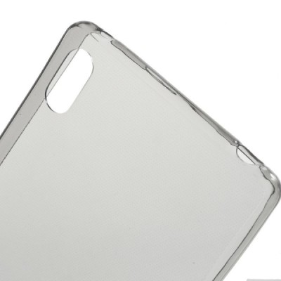 Sony Xperia Z3+ Plius skaidrus (permatomas) kieto silikono TPU ploniausias pasaulyje pilkas dėklas / Priedai.lt