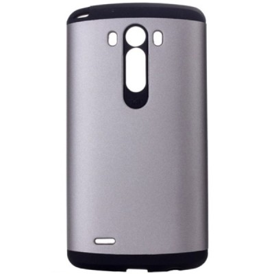Sustiprintos apsaugos LG G3 D855 (D850, D851) sidabrinis kieto silikono (TPU) ir plastiko dėklas / Priedai.lt