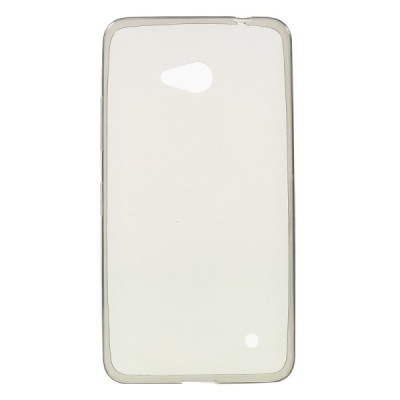 Microsoft Lumia 640 Dual Sim skaidrus (permatomas) kieto silikono TPU ploniausias pasaulyje pilkas dėklas / Priedai.lt