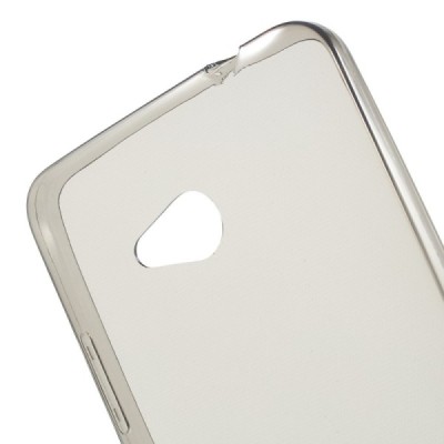 Microsoft Lumia 640 Dual Sim skaidrus (permatomas) kieto silikono TPU ploniausias pasaulyje pilkas dėklas / Priedai.lt