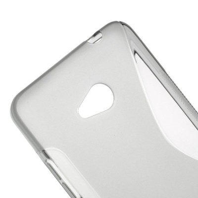 Microsoft Lumia 640 skaidrus (permatomas) kieto silikono TPU pilkas dėklas - nugarėlė / Priedai.lt