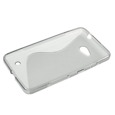 Microsoft Lumia 640 skaidrus (permatomas) kieto silikono TPU pilkas dėklas - nugarėlė / Priedai.lt