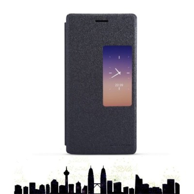 Huawei Ascend P7 pilkas odinis atverčiamas Nillkin Sparkle dėklas / Priedai.lt