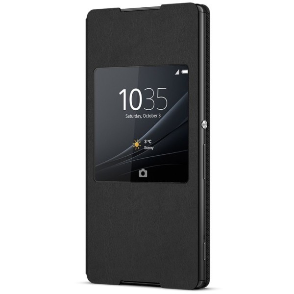 „Sony“ Style Cover Window atverčiamas dėklas - juodas (Xperia Z3+)