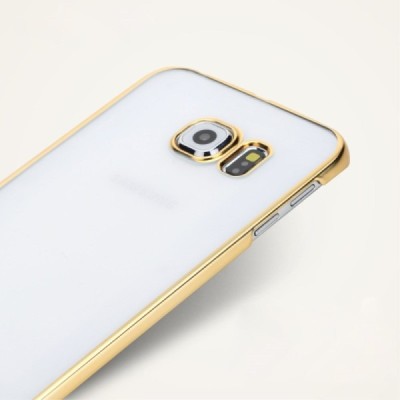 Samsung Galaxy S6 (G920) Rock Neon plastikinis skaidrus permatomas auksinis dėklas / Priedai.lt