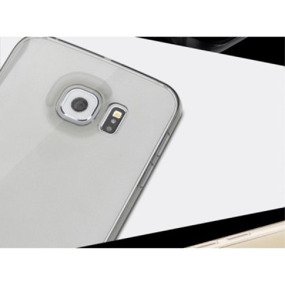 Samsung Galaxy S6 Edge (G925) Rock Ultra Thin Slim Jacket plonas skaidrus (permatomas) silikoninis TPU pilkas dėklas / Priedai.l