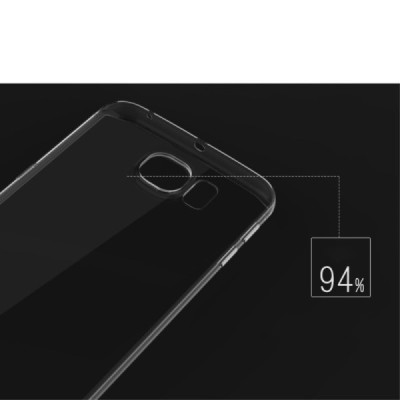 Samsung Galaxy S6 Edge (G925) Rock Ultra Thin Slim Jacket plonas skaidrus (permatomas) silikoninis TPU pilkas dėklas / Priedai.l