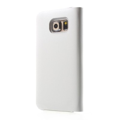 Samsung Galaxy S6 Edge baltas odinis atverčiamas Smart Wallet dėklas - piniginė / Priedai.lt