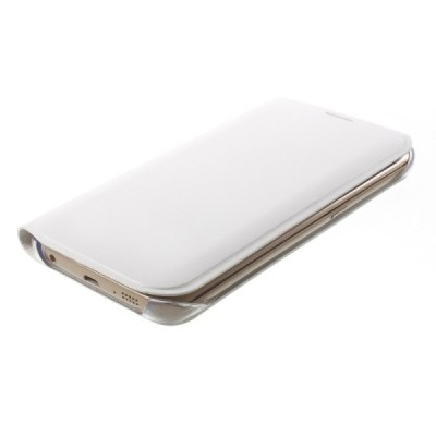 Samsung Galaxy S6 Edge baltas odinis atverčiamas Smart Wallet dėklas - piniginė / Priedai.lt