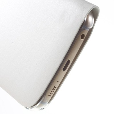 Samsung Galaxy S6 Edge baltas odinis atverčiamas Smart Wallet dėklas - piniginė / Priedai.lt