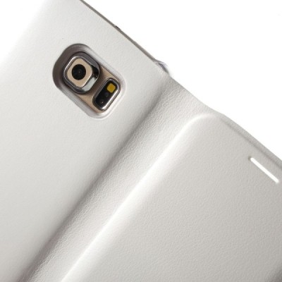 Samsung Galaxy S6 Edge baltas odinis atverčiamas Smart Wallet dėklas - piniginė / Priedai.lt