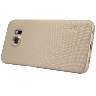 Samsung Galaxy S6 Edge (G925) Nillkin Frosted Shield auksinis plastikinis dėklas + apsauginė ekrano plėvelė / Priedai.lt