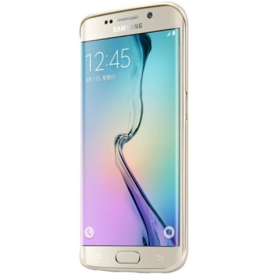 Samsung Galaxy S6 Edge (G925) Nillkin Frosted Shield auksinis plastikinis dėklas + apsauginė ekrano plėvelė / Priedai.lt