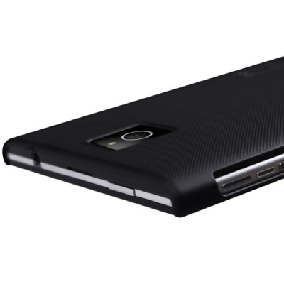 BlackBerry Passport Nillkin Frosted Shield juodas plastikinis dėklas + apsauginė ekrano plėvelė / Priedai.lt