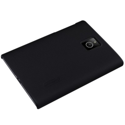 BlackBerry Passport Nillkin Frosted Shield juodas plastikinis dėklas + apsauginė ekrano plėvelė / Priedai.lt
