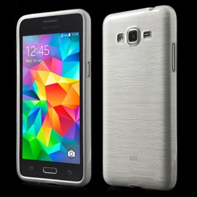Samsung Galaxy Grand Prime (G350) skaidrus (permatomas) kieto silikono baltas TPU dėklas - nugarėlė / Priedai.lt