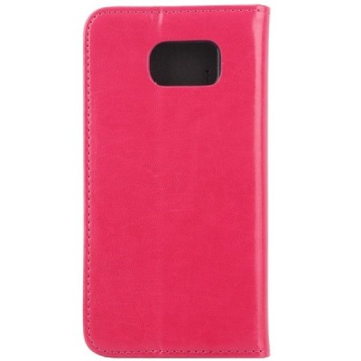 Samsung Galaxy S6 (G920) solidus atverčiamas rožinis odinis dėklas - knygutė / Priedai.lt