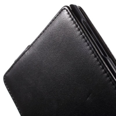 BlackBerry Passport klasikinis vertikaliai atverčiamas juodas odinis dėklas / Priedai.lt