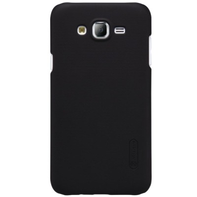 Samsung Galaxy J5 Nillkin Frosted Shield juodas plastikinis dėklas + apsauginė ekrano plėvelė / Priedai.lt