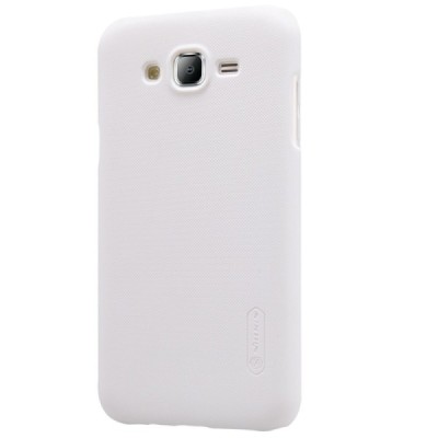 Samsung Galaxy J5 Nillkin Frosted Shield baltas plastikinis dėklas + apsauginė ekrano plėvelė / Priedai.lt