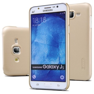 Samsung Galaxy J5 Nillkin Frosted Shield auksinis plastikinis dėklas + apsauginė ekrano plėvelė / Priedai.lt