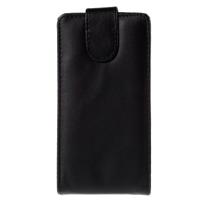 LG G4c (H525) klasikinis vertikaliai atverčiamas juodas odinis dėklas / Priedai.lt