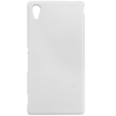 Sony Xperia M4 Aqua Nillkin Frosted Shield baltas plastikinis dėklas + apsauginė ekrano plėvelė / Priedai.lt
