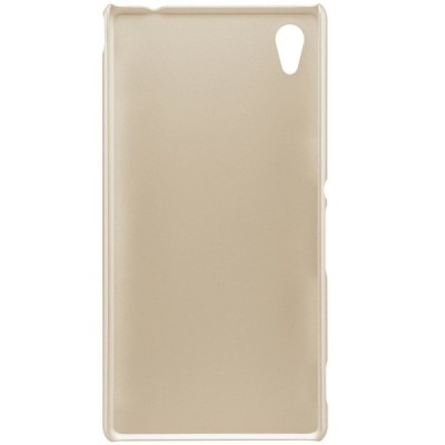 Sony Xperia M4 Aqua Nillkin Frosted Shield auksinis plastikinis dėklas + apsauginė ekrano plėvelė / Priedai.lt