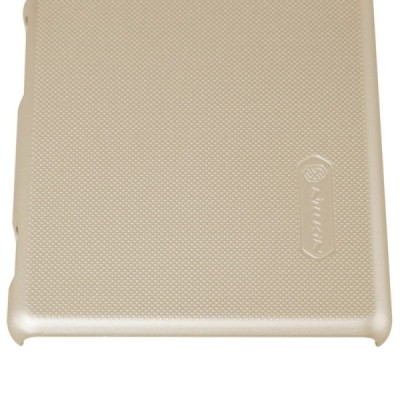 Sony Xperia M4 Aqua Nillkin Frosted Shield auksinis plastikinis dėklas + apsauginė ekrano plėvelė / Priedai.lt