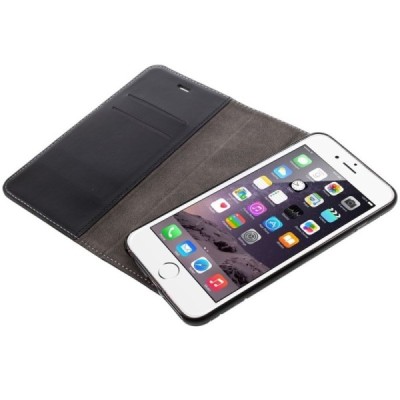 Apple iPhone 6 Plus „2in1“ solidus atverčiamas juodas odinis dėklas - knygutė / Priedai.lt