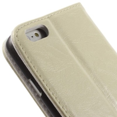 Apple iPhone 6 Plus solidus atverčiamas smėlio (dramblio kaulo) spalvos odinis dėklas - knygutė / Priedai.lt