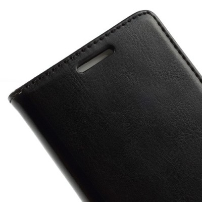 Odinis atverčiamas juodas Huawei Ascend P6 dėklas (piniginė) / Priedai.lt