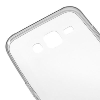 Samsung Galaxy J5 (J500) skaidrus (permatomas) kieto silikono TPU ploniausias pasaulyje pilkas dėklas / Priedai.lt
