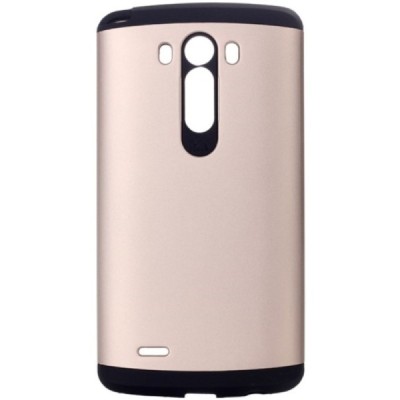Sustiprintos apsaugos LG G3 D855 (D850, D851) auksinis kieto silikono (TPU) ir plastiko dėklas / Priedai.lt