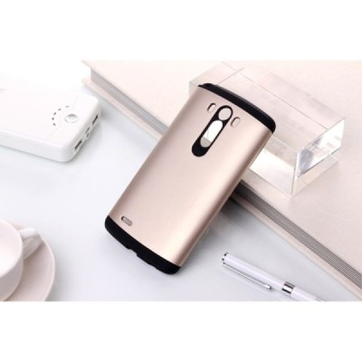 Sustiprintos apsaugos LG G3 D855 (D850, D851) auksinis kieto silikono (TPU) ir plastiko dėklas / Priedai.lt