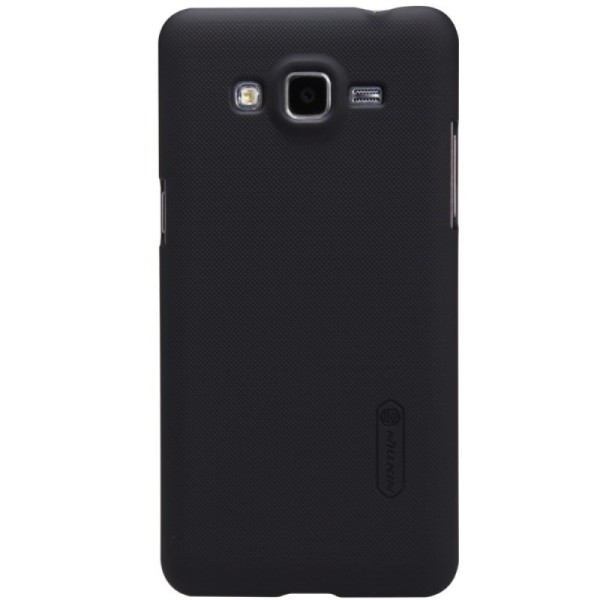„Nillkin“ Frosted Shield dėklas - juodas + apsauginė ekrano plėvelė (Galaxy Grand Prime)