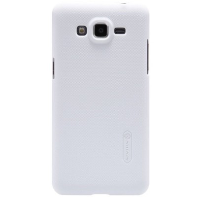 Samsung Galaxy Grand Prime (G530) Nillkin Frosted Shield baltas plastikinis dėklas + apsauginė ekrano plėvelė / Priedai.lt