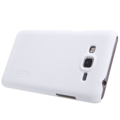Samsung Galaxy Grand Prime (G530) Nillkin Frosted Shield baltas plastikinis dėklas + apsauginė ekrano plėvelė / Priedai.lt