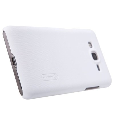Samsung Galaxy Grand Prime (G530) Nillkin Frosted Shield baltas plastikinis dėklas + apsauginė ekrano plėvelė / Priedai.lt