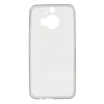 HTC One M9+ Plus skaidrus (permatomas) kieto silikono TPU ploniausias pasaulyje pilkas dėklas / Priedai.lt