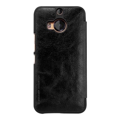 Prabangus „Nillkin“ Qin serijos juodas odinis atverčiamas HTC One M9+ Plus dėklas / Priedai.lt