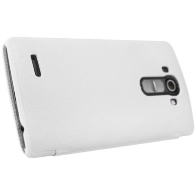 Prabangus „Nillkin“ Qin serijos baltas odinis atverčiamas LG G4 (H815) dėklas / Priedai.lt