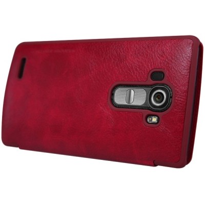 Prabangus „Nillkin“ Qin serijos raudonas odinis atverčiamas LG G4 (H815) dėklas / Priedai.lt