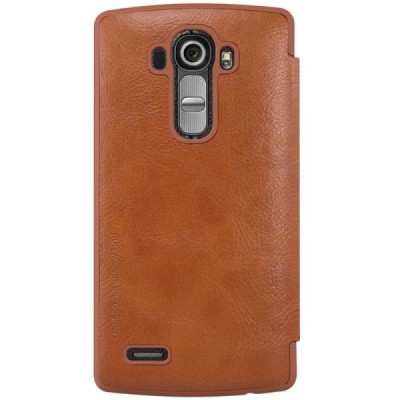 Prabangus „Nillkin“ Qin serijos rudas odinis atverčiamas LG G4 (H815) dėklas / Priedai.lt