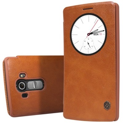 Prabangus „Nillkin“ Qin serijos rudas odinis atverčiamas LG G4 (H815) dėklas / Priedai.lt