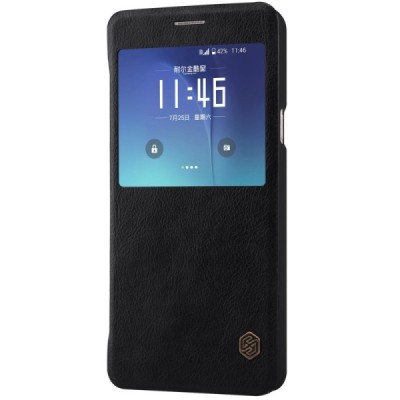 Prabangus „Nillkin“ Qin serijos juodas odinis atverčiamas Samsung Galaxy Note 5 (N920) dėklas / Priedai.lt
