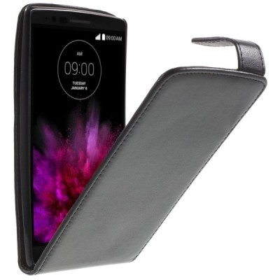 LG G Flex 2 (H955) klasikinis vertikaliai atverčiamas juodas odinis dėklas / Priedai.lt